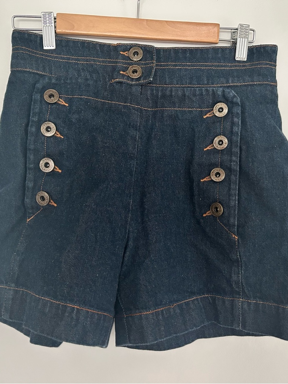 Chloe denim high-waisted shorts with button detail